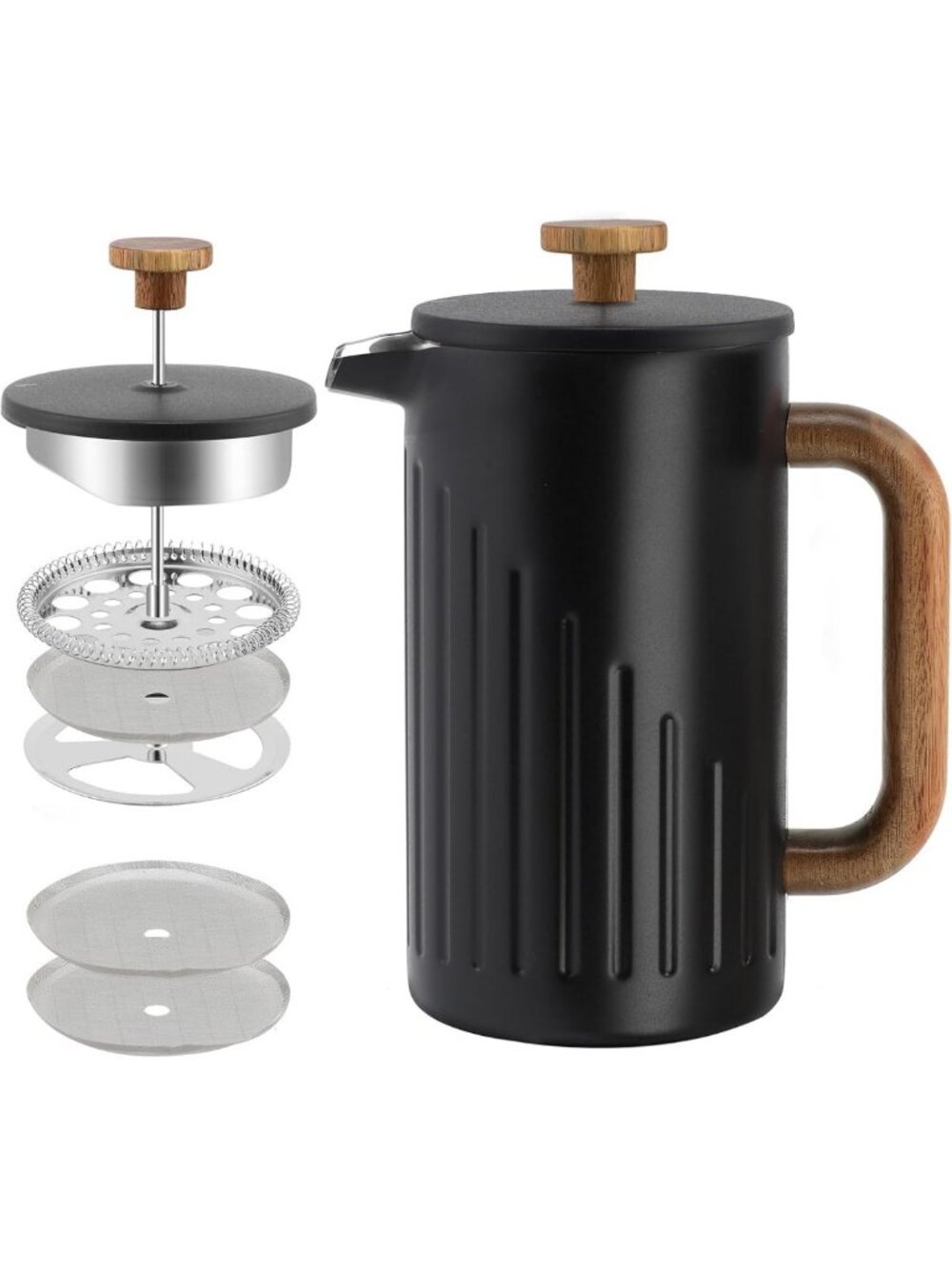 34oz Stainless Steel French Press Coffee Maker - Double Wall Insulated, Black